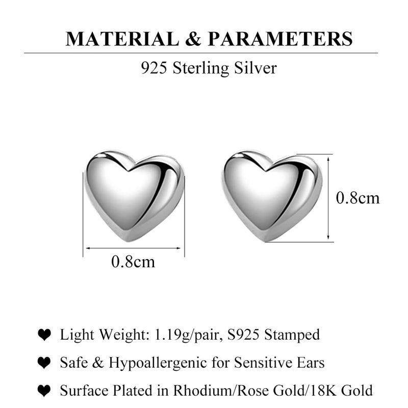 SLUYNZ Solid 925 Sterling Silver 8MM Fat Heart Earrings Studs for Women Teen Girls Hollow Sweet Love Studs Earrings (A-Sterling Silver) - Image 5