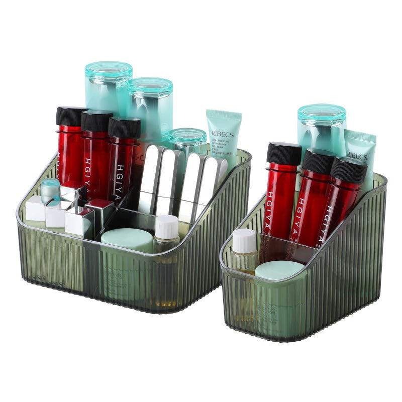 OSteed Green Makeup Organizer, Makeup Brush Holder 8 Cups for Vanity, Bathroom Countertop Cups, Dresser Organizer for Cosmetic Display, Skincare Srorage, Perfume Stand, Toiletry - Image 1