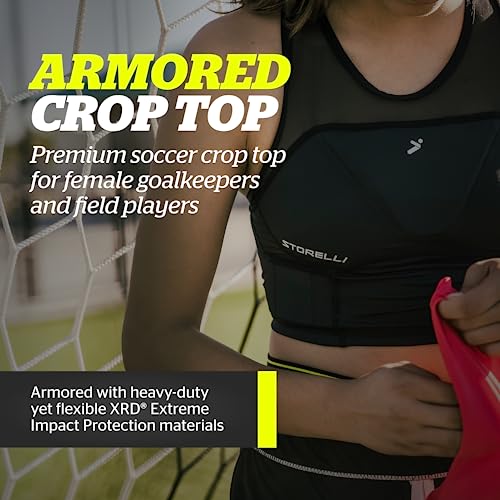 Storelli Women’s Bodyshield Crop Top, High-Impact Chest and Rib Protection for Female Soccer Goalkeepers and Players, Black, Medium - Image 2