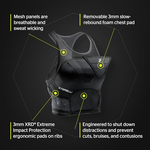 Storelli Women’s Bodyshield Crop Top, High-Impact Chest and Rib Protection for Female Soccer Goalkeepers and Players, Black, Medium - Image 5