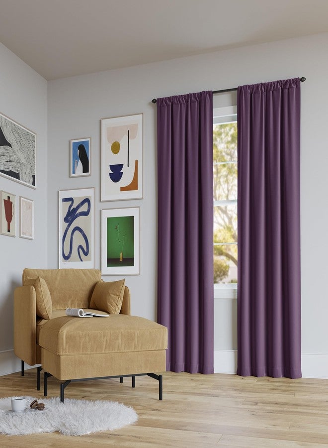 صن زيرو ستارة Sun Zero Rianna Theater Grade Extreme 100% Total Blackout Rod Pocket، لون بنفسجي جمشتي، 40 بوصة عرض × 63 بوصة طول (لوحة واحدة) - Image 1