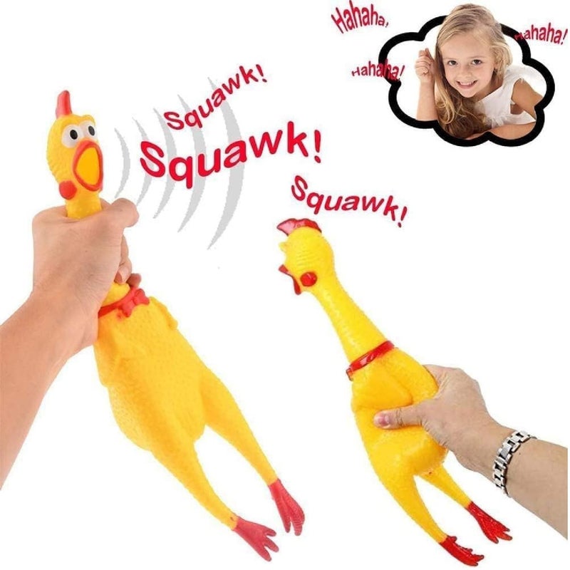 30cm Hilarious Rubber Screaming Chicken Toy – Loud Squawking, Shrilling Yelling Sound – Fun Gag Gift, Stress Reliever & Prank Toy for Kids - Image 3