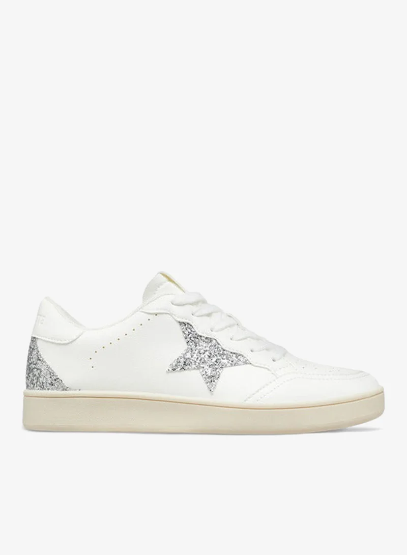 Women's Star Embellished Sneakers with Lace-Up Closure