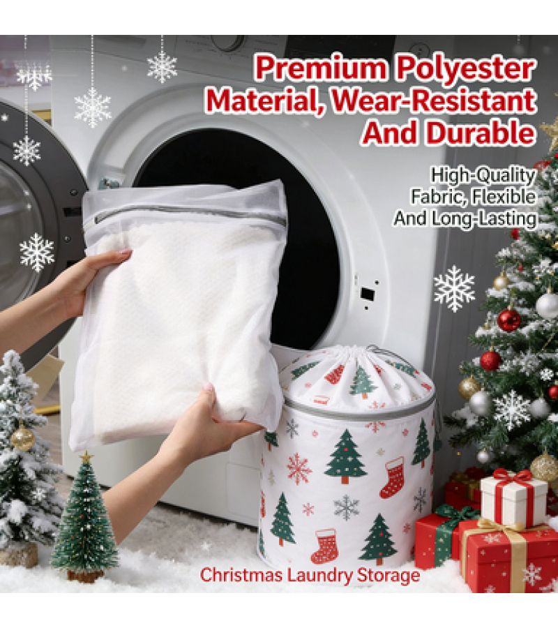 رمادي أبيض، قطعتان من أكياس الغسيل الشبكية السميكة بسحاب، قابلة لإعادة الاستخدام لغسل الملابس الحساسة والسترات والملابس الداخلية وحمالات الصدر - Image 1