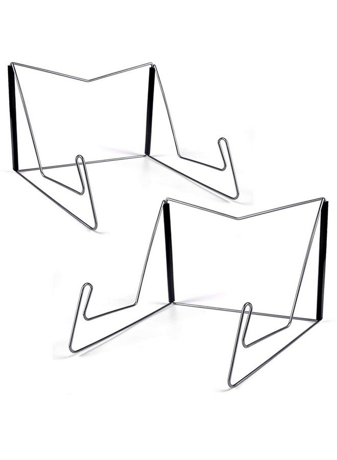 2Pcs Fold-N-Stow Book Stands, Metal Bookstand Music Book Easel Display Holder, Portable Reading Stand Book Holder, Book Bookrest For Hardcover Textbook I Pad Cookbook Recipe