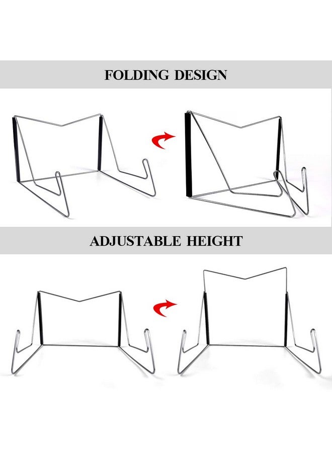 2Pcs Fold-N-Stow Book Stands, Metal Bookstand Music Book Easel Display Holder, Portable Reading Stand Book Holder, Book Bookrest For Hardcover Textbook I Pad Cookbook Recipe