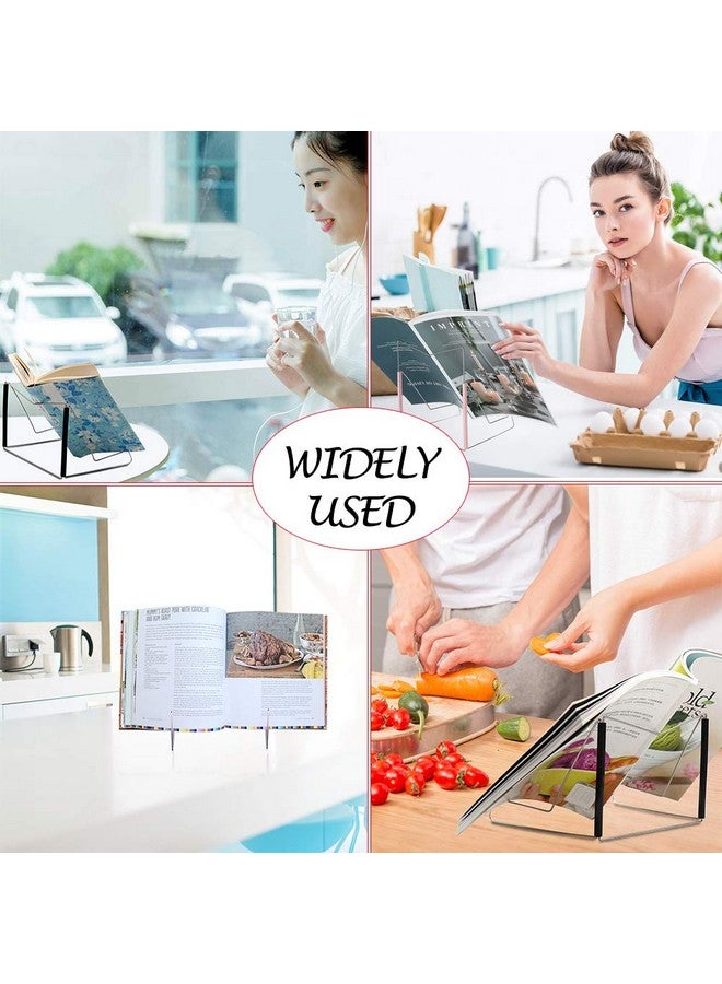 2Pcs Fold-N-Stow Book Stands, Metal Bookstand Music Book Easel Display Holder, Portable Reading Stand Book Holder, Book Bookrest For Hardcover Textbook I Pad Cookbook Recipe