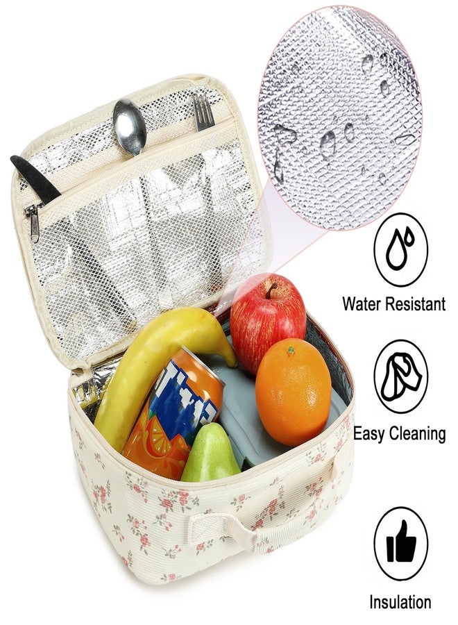 Bluboon Kids Girls Lunch Bag Insulated Lunch Box for school Corduroy Lunch Cooler Organizer School Kids Lunch Tote - Image 4