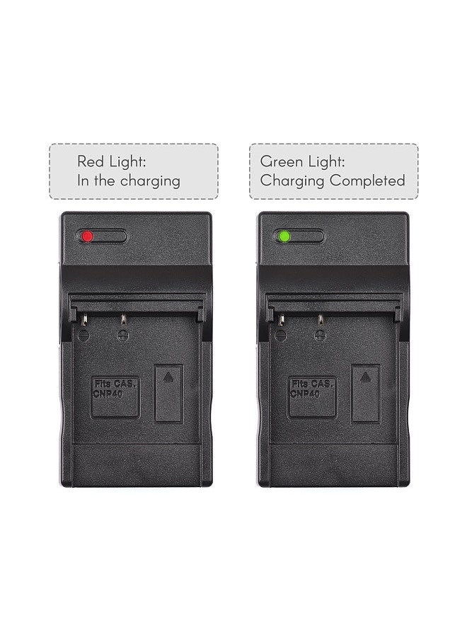 Generic - NP-40 Battery Charger Replacement for Casio EX-Z400/EX-FC100/EX-FC150/EX-P505/EX-P600/EX-P700/Zoom EX-Z100/EX-Z1000/EX-Z1050/EX-Z700/EX-Z750/EX-Z850 Digital Video Camera Batteries - Image 1
