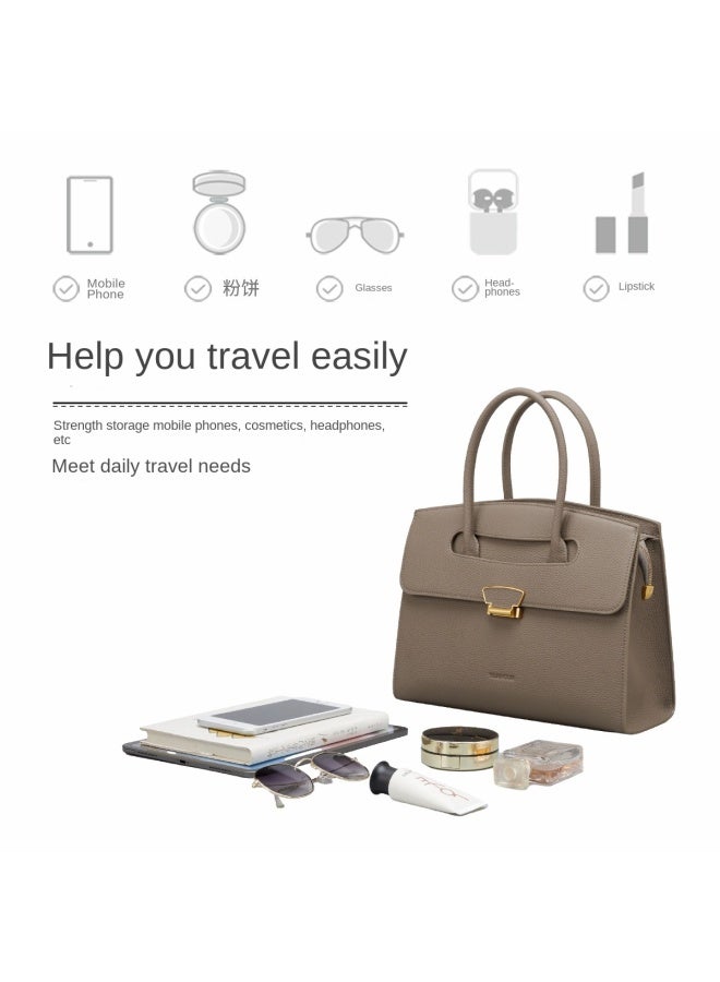 YEARCON Top Grain Leather】2025 Premium Leather Women's Handbag, Light Luxury Large Capacity Bag, Qixi Festival Gift - Image 4