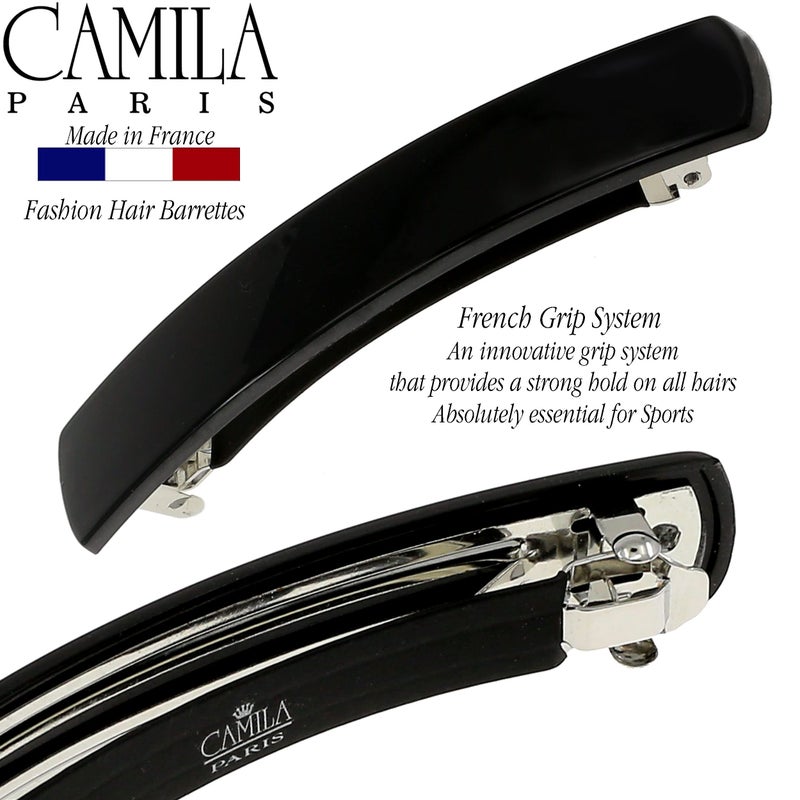 Camila Paris AD819 French Hair Barrette Clip for Girls, Black, Automatic Metal Clasp Strong Hold Grip Hair Clips for Women, No Slip and Durable Styling Girls Hair Accessories, Made in France - Image 3