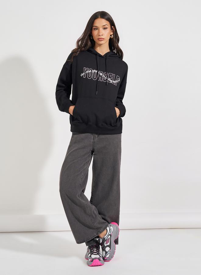 Styli Oversized Regular Length Slogan Hoodie - Image 2