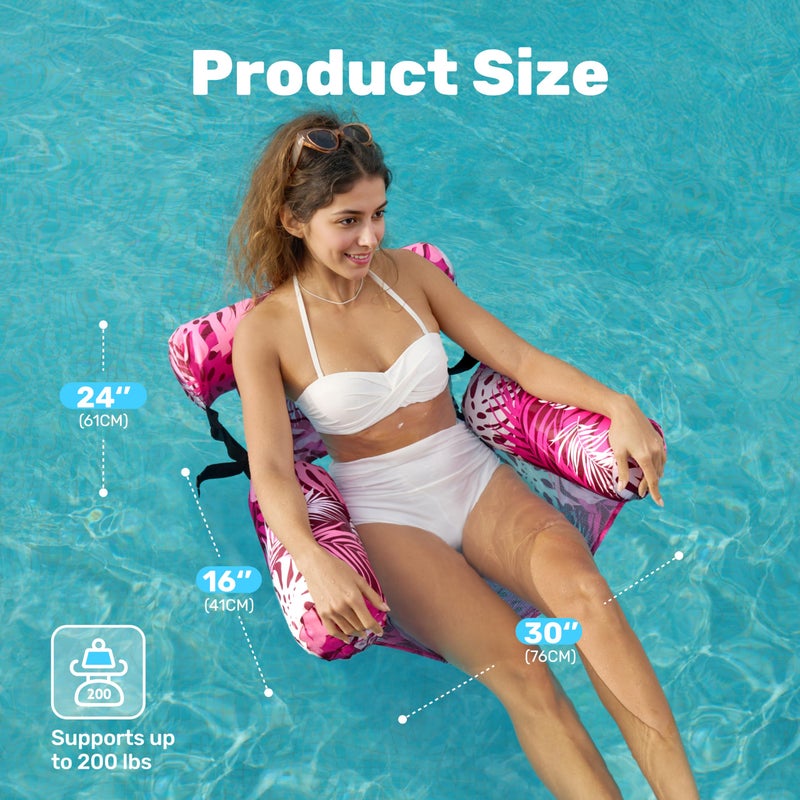 SLOOSH Pool Floats Chairs Adult, 3 Packs Inflatable Lounge Chairs,Blow up Pool Noodles Floats for Adults,Water Floating for Beach Party Summer Water Fun,Tropical Leaves - Image 5