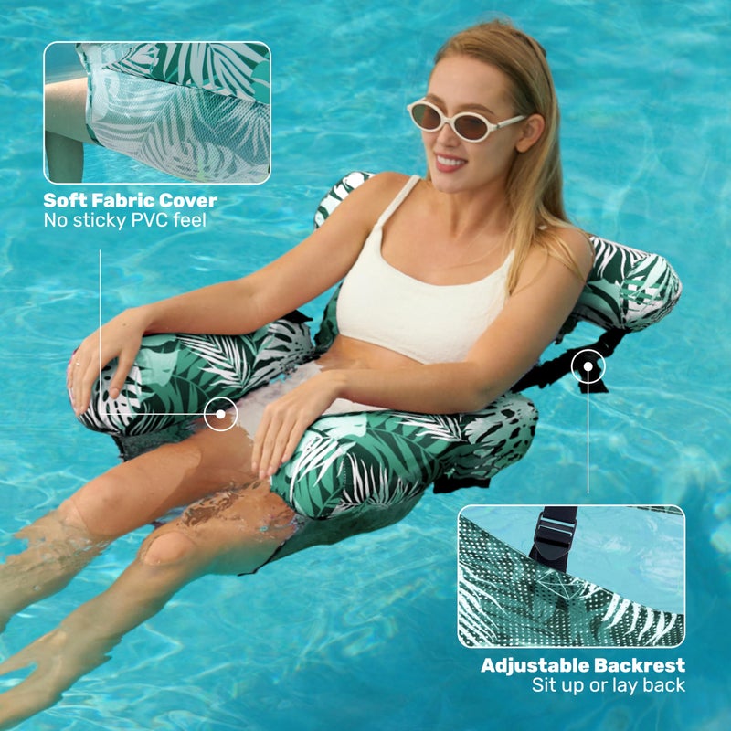 SLOOSH Pool Floats Chairs Adult, 3 Packs Inflatable Lounge Chairs,Blow up Pool Noodles Floats for Adults,Water Floating for Beach Party Summer Water Fun,Tropical Leaves - Image 4