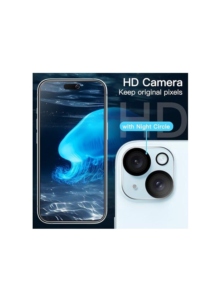 جي تيك واقي شاشة JETech لهاتف iPhone 15 Plus مقاس 6.7 بوصات مع واقي عدسة الكاميرا، أداة سهلة التركيب، طبقة من الزجاج المقسى، شفاف عالي الدقة، عبوتان لكل منهما - Image 4