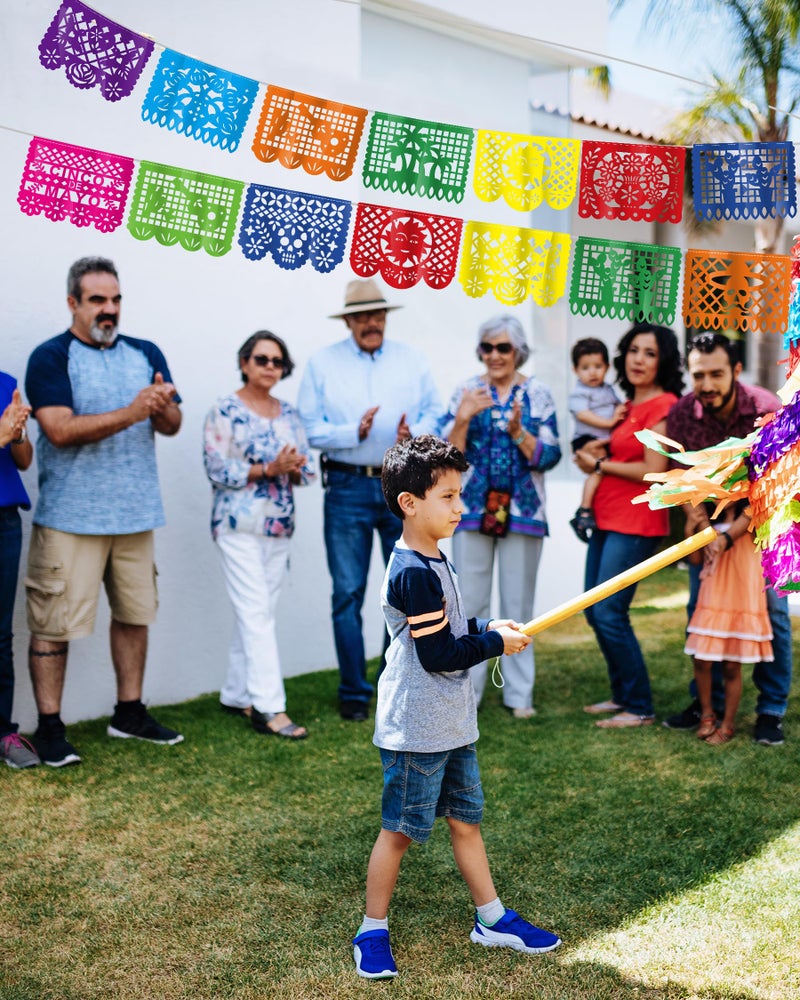 Heartome 36 FT Cinco De Mayo Decorations, 2 Pack Mexican Party Banner, Plastic Fiesta Banner Colorful Papel Picado Hanging Banner String Flags Mexican Theme Party Dia De Los Muertos Day of the Dead Decor - Image 5