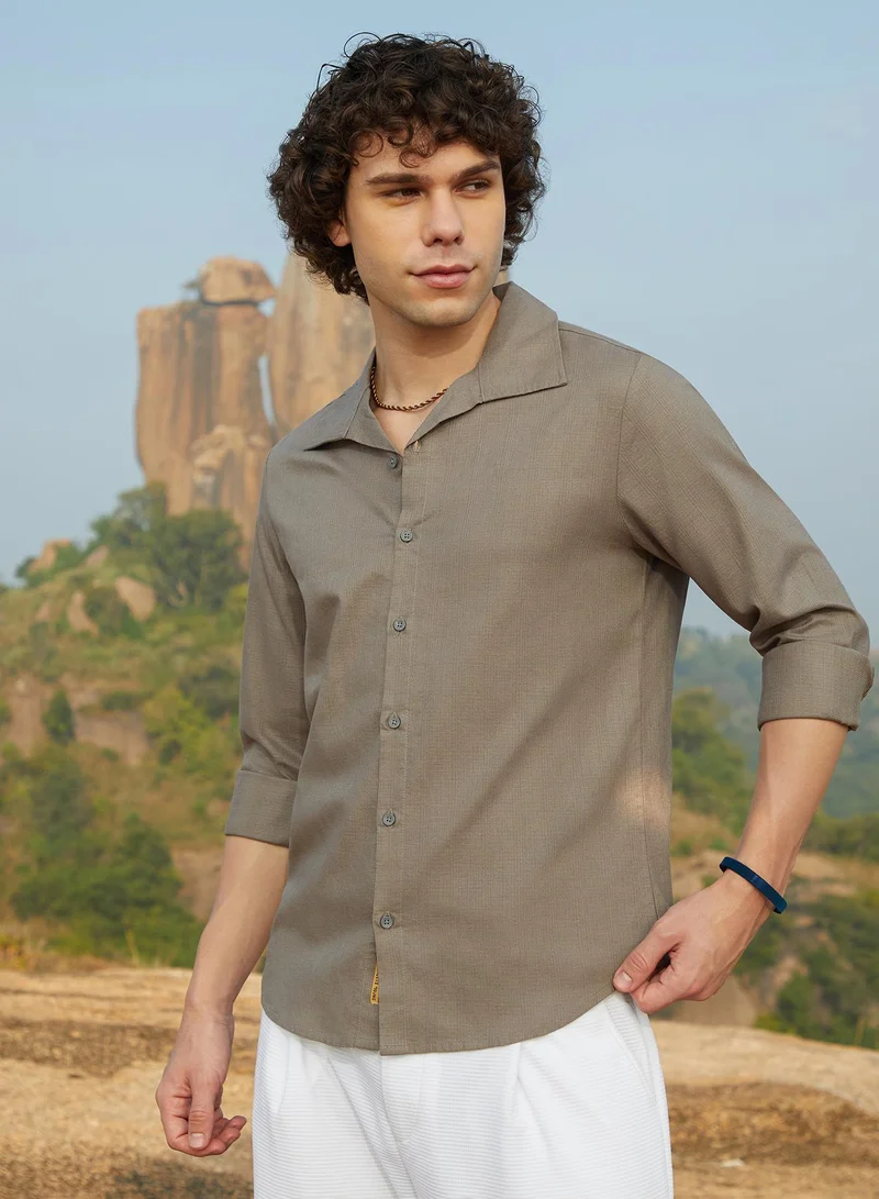 Campus Sutra Men's Olive Green Woven-Lined Shirt