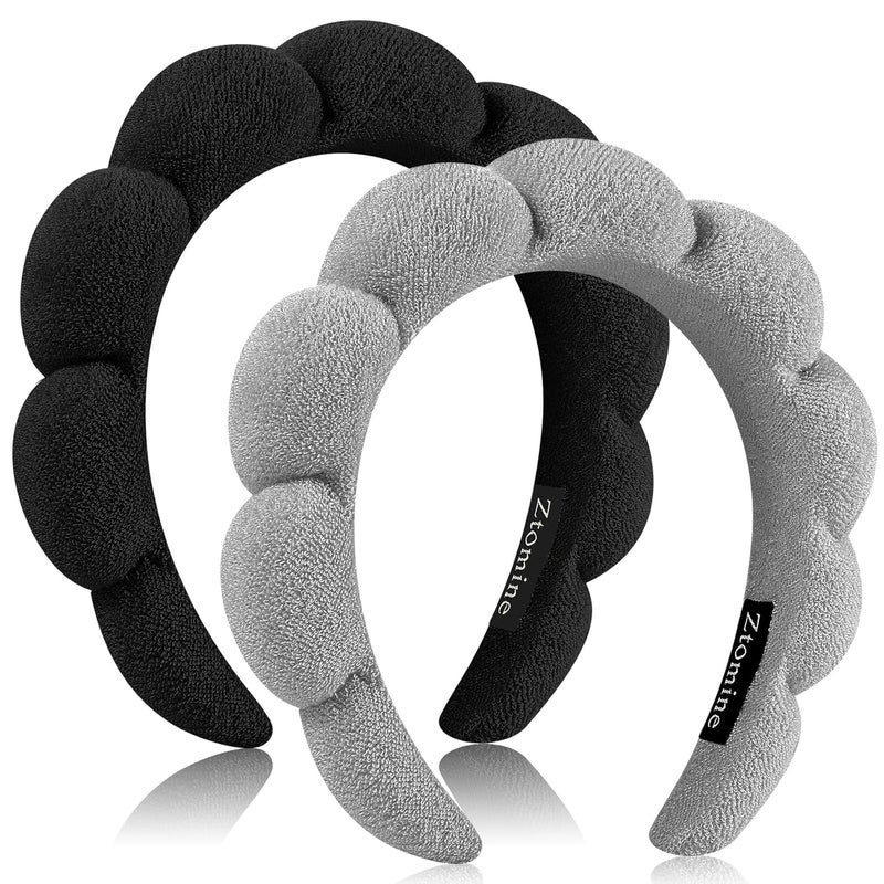 Ztomine Store Spa Headbands for Washing Face or Facial, Set of 2 Skincare Headbands, Terry Cloth Headband Wash Combo Pack - Puffy Makeup Washing, Mask, Skin Treatment - Image 1