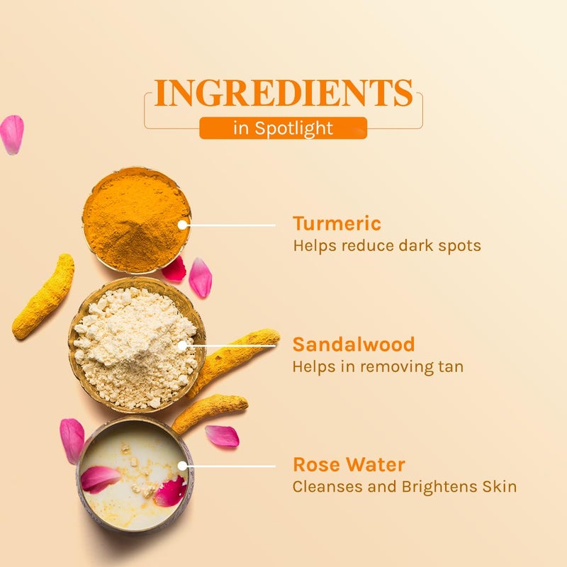 Lotus Herbals Radiance Boost Ubtan Face Wash With 0075 Salicylic Acid Turmeric Sandalwood and Rose Water Glowing Skin Reducing Dark Spots Paraben free 100gm - Image 3