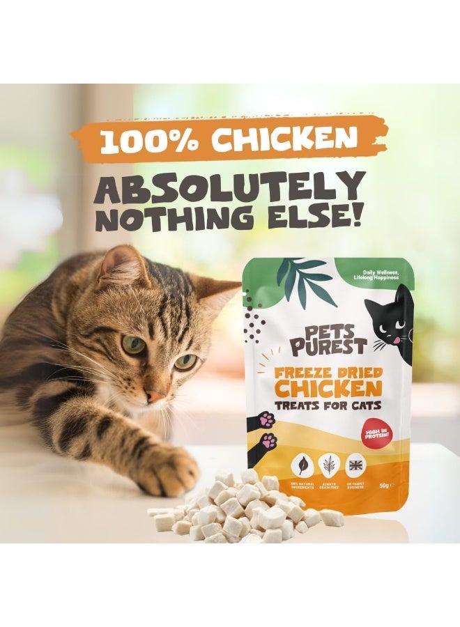 Pets Purest Cat Treats, 100% Chicken Freeze Dried Cat Treats, High Protein - Low Fat Treat for Cats & Kittens 50g - Image 2