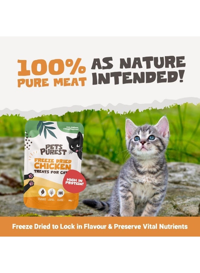 Pets Purest Cat Treats, 100% Chicken Freeze Dried Cat Treats, High Protein - Low Fat Treat for Cats & Kittens 50g - Image 3