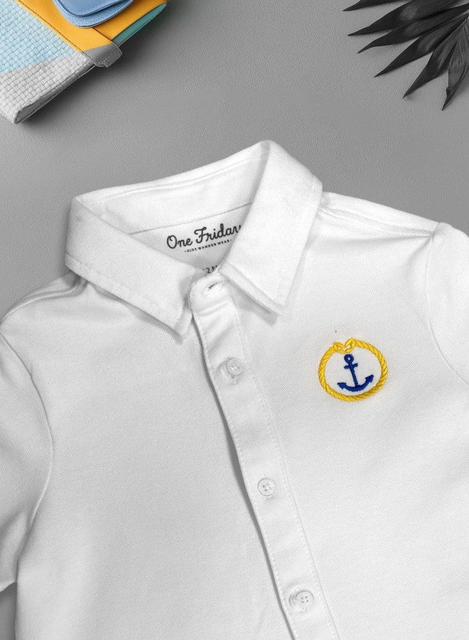 One Friday Baby Boys White Solid Cotton Shirt - Image 2