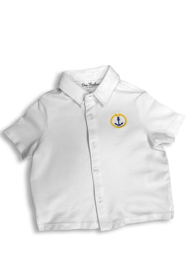 One Friday Baby Boys White Solid Cotton Shirt - Image 1