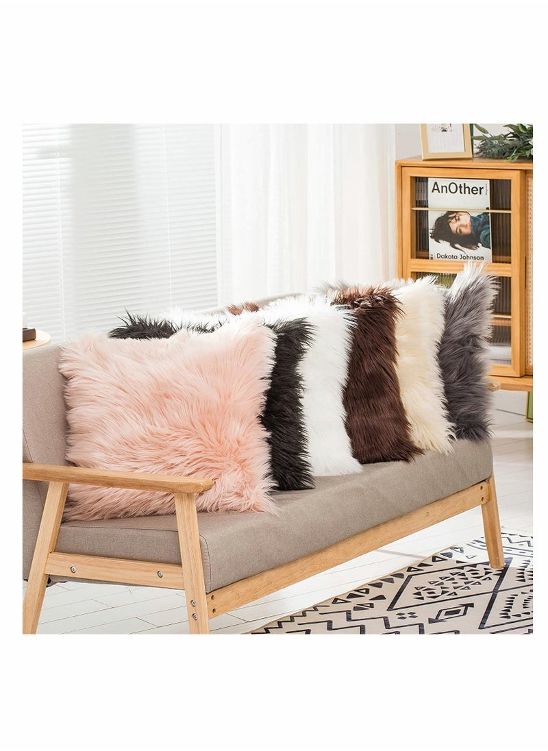 KASTWAVE Set of 2 Decorative Faux Fur Throw Pillow Covers, for Sofa Couch Chair Bed Cafe  - Image 5