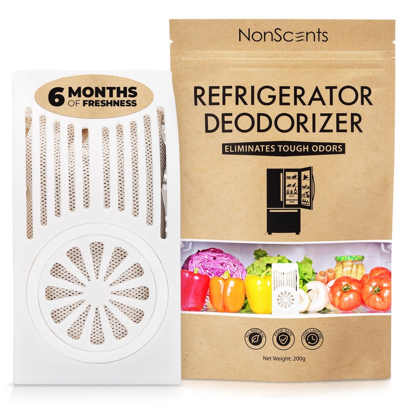 NonScents Refrigerator Deodorizer - Odor Eliminator for Fridge & Freezer - Outshines Baking Soda & Deodorizer with Activated Charcoal - Unscented & Long-Lasting, Freshen Refrigerator - Image 1