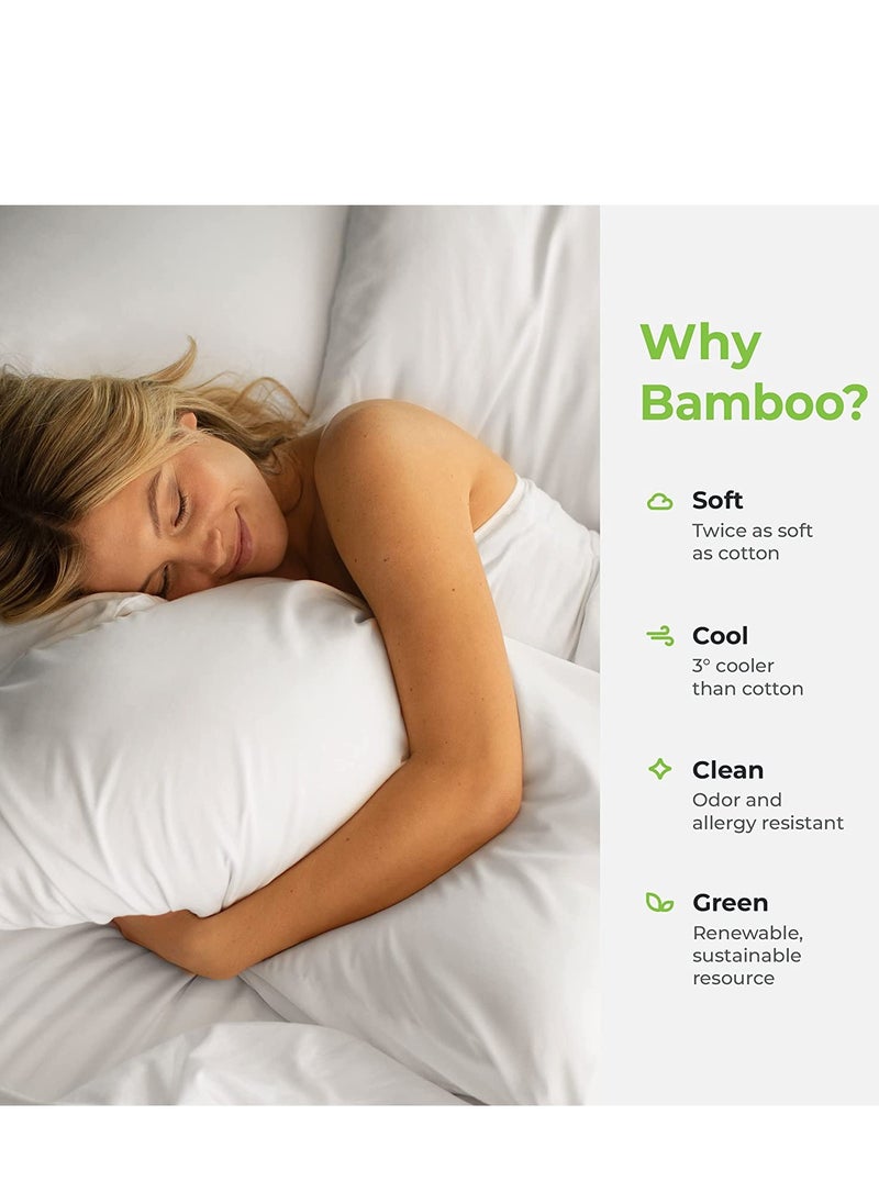 7 STARS HZM - Bamboo Bed Sheet Set 400TC Cool, Anti-Allergic, Soft and Silky Includes 1 Fitted, 1 Flat, 2 Pillowcase – White - Image 1
