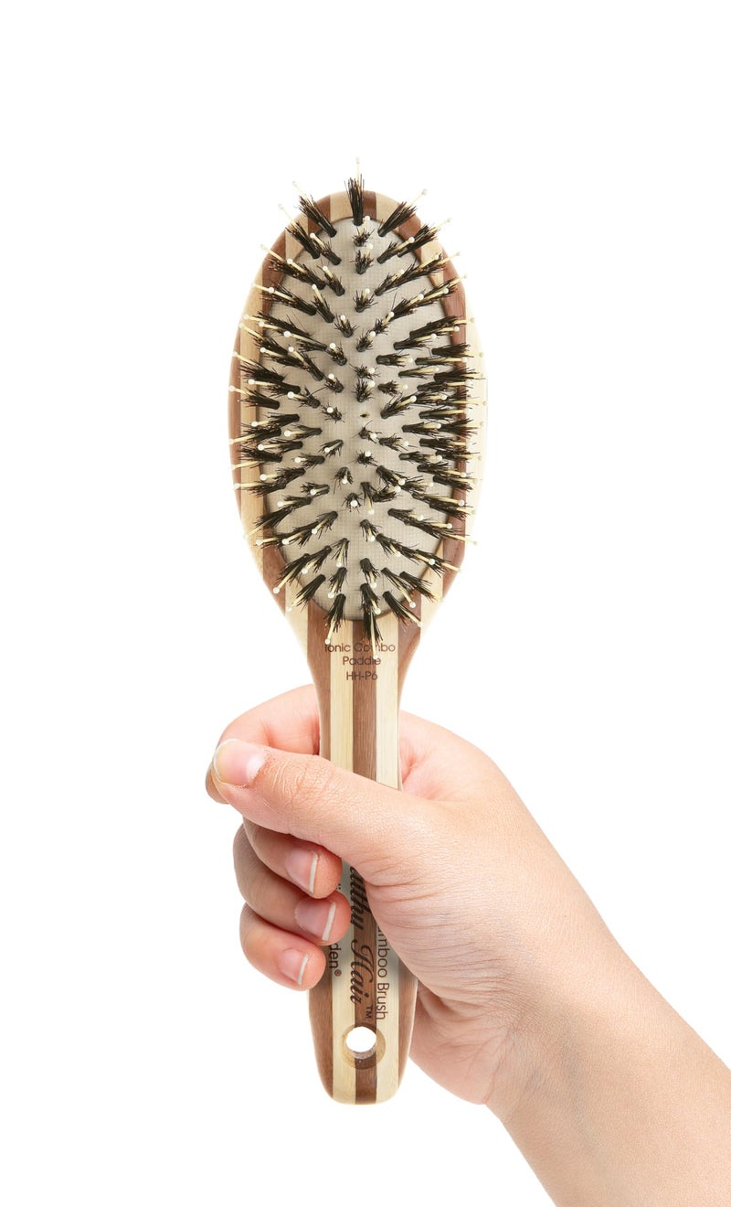 Olivia Garden Healthy Hair Eco-Friendly Bamboo Ionic Paddle Hair Brush (Combo) - Image 1