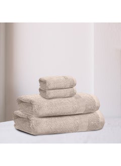 Rest Towel Set 4Pc Light Brown Luxury Hotel Bedroom Super Soft Absorbent Durable Washable Quick Dry Cotton Family Bath Towels - 1 Bath Towel 70X140Cm 1 Hand Towel 50X100Cm 2 Face Towel 30X30Cm  - Image 1