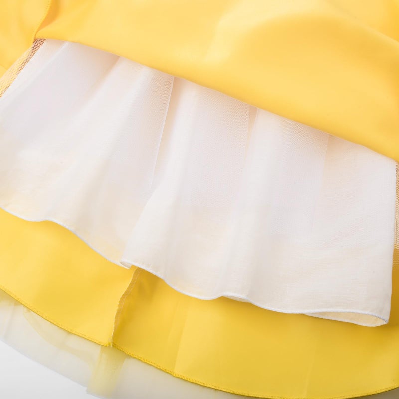 JerrisApparel Flower Girls Dress Wedding Satin Dresses Princess Birthday Party Prom Ball Gown (5T, Yellow) - Image 2