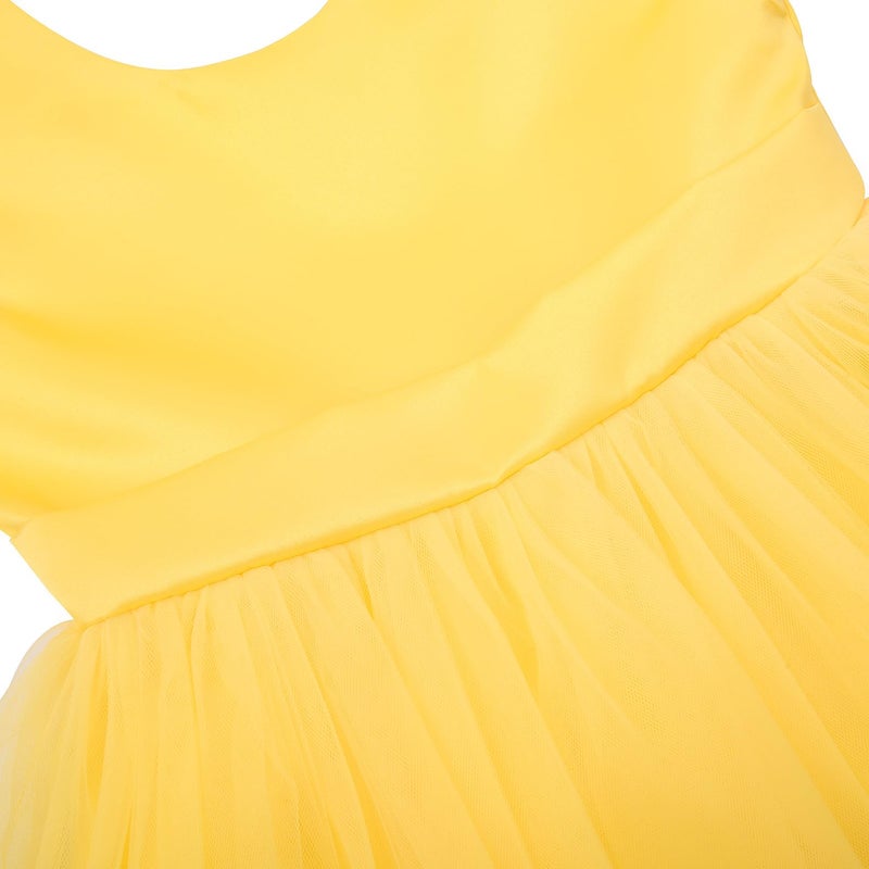 JerrisApparel Flower Girls Dress Wedding Satin Dresses Princess Birthday Party Prom Ball Gown (5T, Yellow) - Image 5