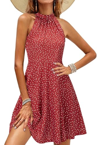 OUGES Dresses for Women Summer Floral Dress Casual Halter Neck Sundress(Floral-38,XL) - Image 4