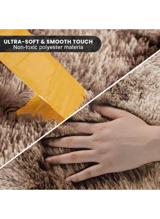 LIODUX Ultra Soft Modern Area Rugs, Indoor Fluffy Living Room Carpets, Non-Slip Bedroom Home Decor Rug, Washable Furry Throw Rugs for Kids Room Decoration (Coffee, 180x200CM) - Image 5