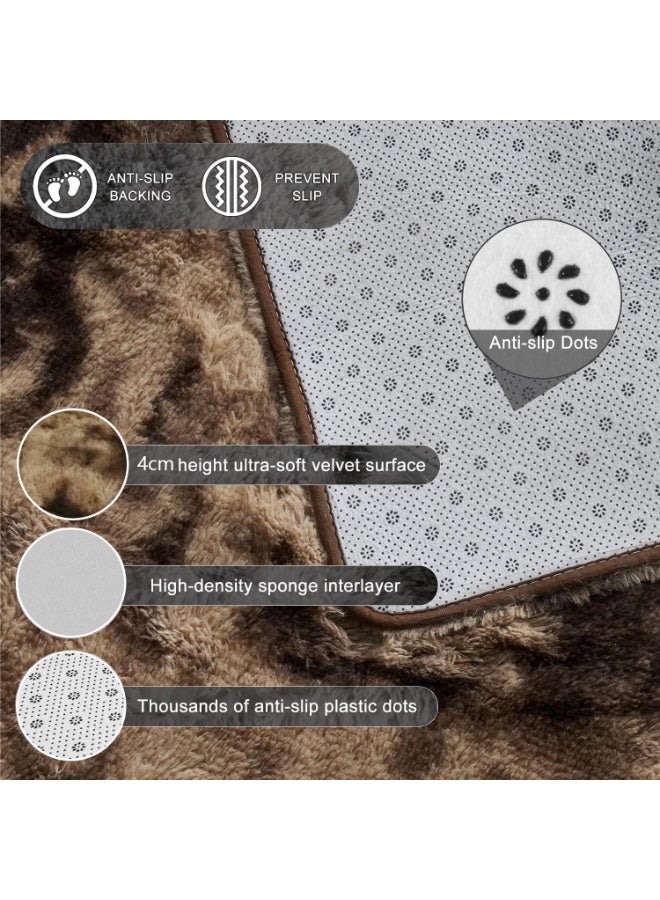 LIODUX Ultra Soft Modern Area Rugs, Indoor Fluffy Living Room Carpets, Non-Slip Bedroom Home Decor Rug, Washable Furry Throw Rugs for Kids Room Decoration (Coffee, 180x200CM) - Image 2