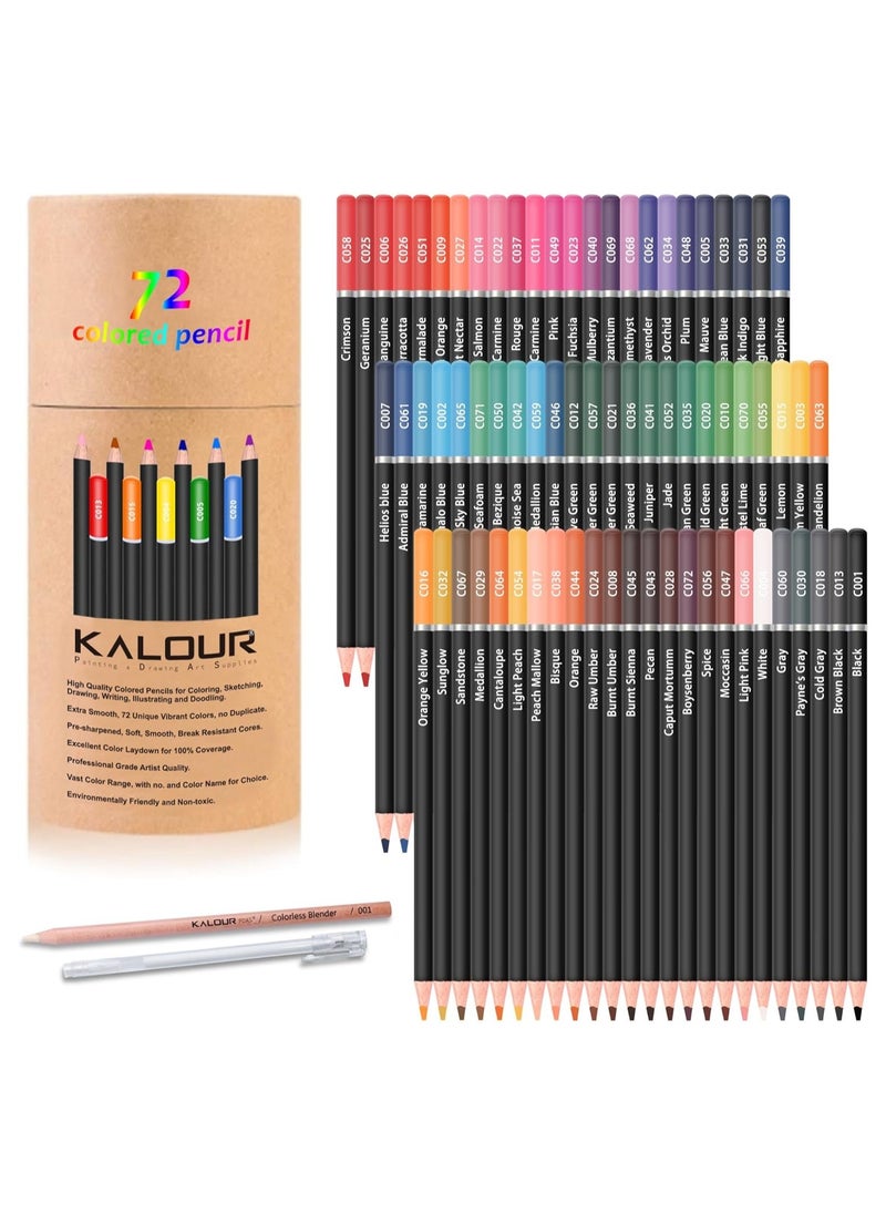 KALOUR - KALOUR Colored Pencils for Adult Coloring Book,72 Colors Set,Artists Soft Core with Vibrant Color,Ideal for Drawing Sketching Shading,Coloring Pencils for Adults Beginners kids - Image 1