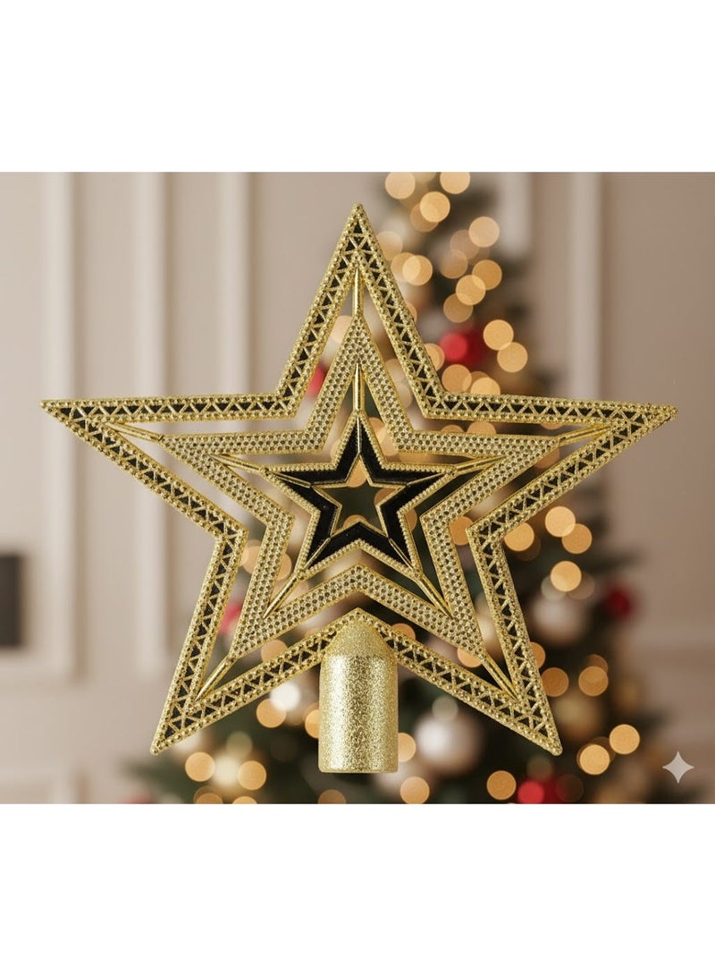 Golden Medium Star Ornament – Elegant Festive Decorative Piece for Tree & Home Décor - Image 4