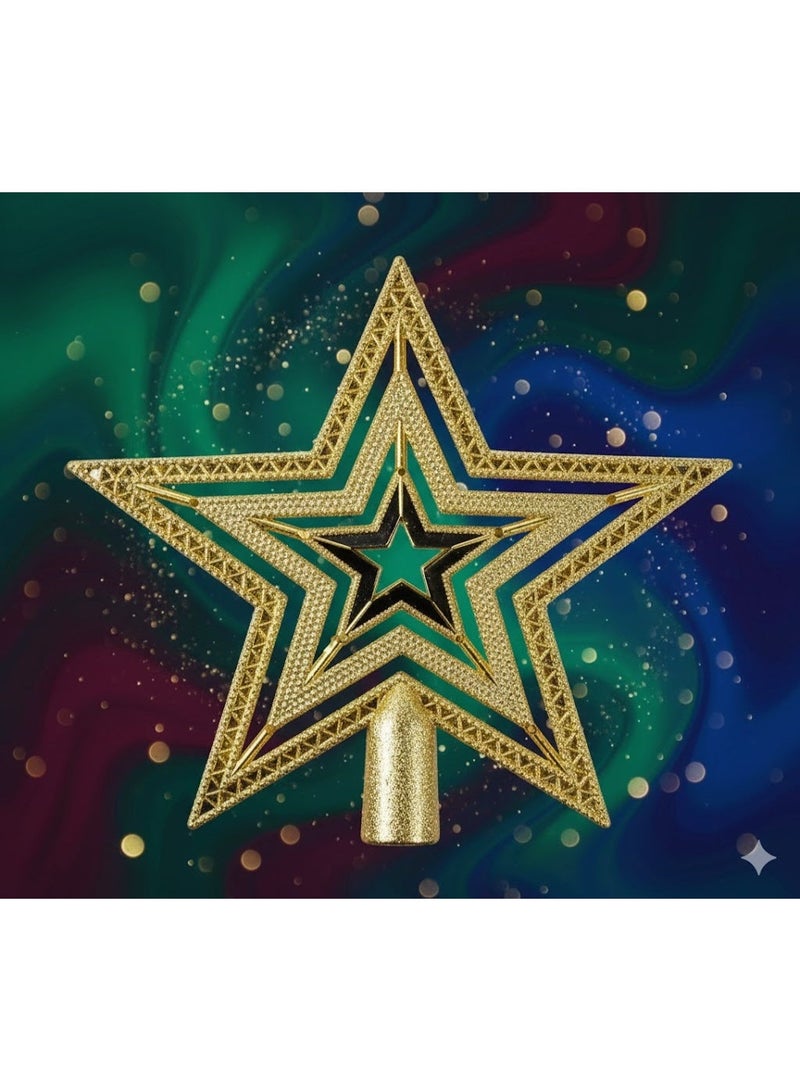 Golden Medium Star Ornament – Elegant Festive Decorative Piece for Tree & Home Décor - Image 2