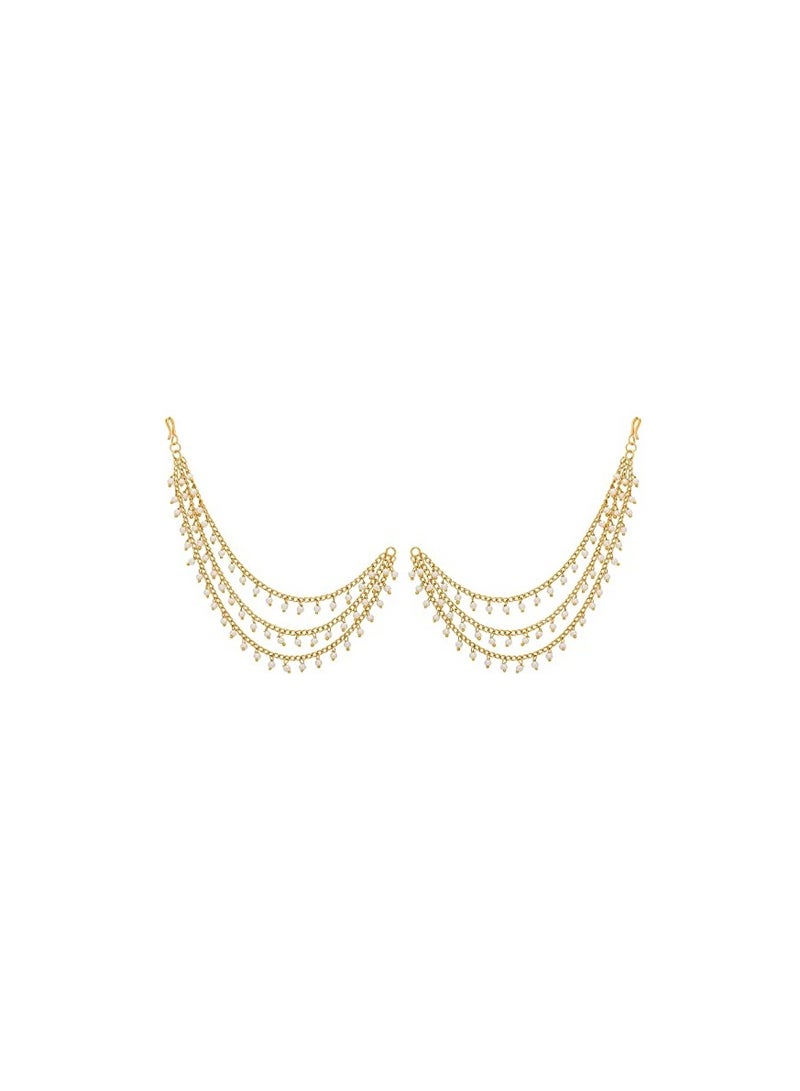 Fashion Jewellery Long Pearl Chain Gold Hair Chain Accessories For Earrings - Image 3
