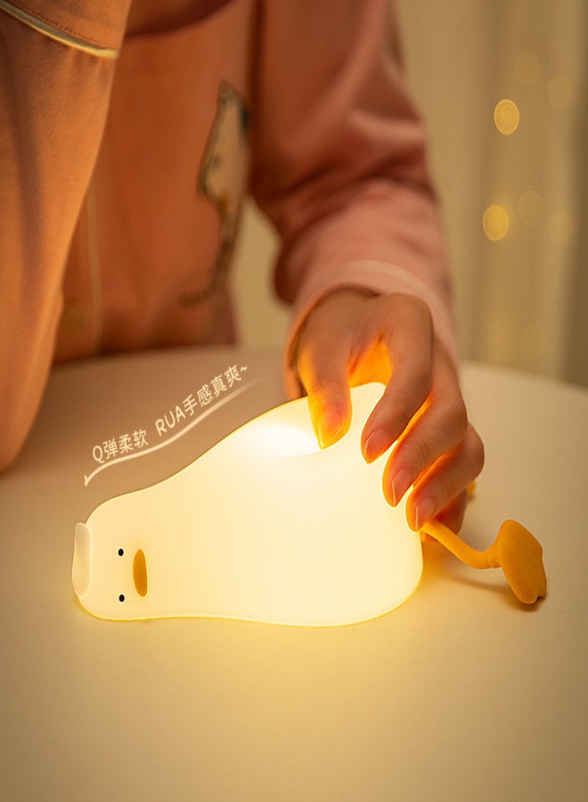 Neoglint Lying Flat Duck Night Light LED Silicone Cute Duck Bedside Lamp Dimmable Nightlight Rechargeable Touch Lamp for Baby Girls Women Bedroom Nursery - Image 5
