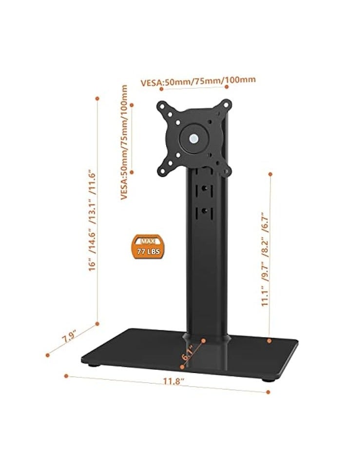 erorex Single LCD Computer Monitor Free-Standing Desk Stand Riser for 13 inch to 32 inch Screen with Swivel, Height Adjustable, Rotation, Holds One (1) Screen up to 35kgs - Image 3
