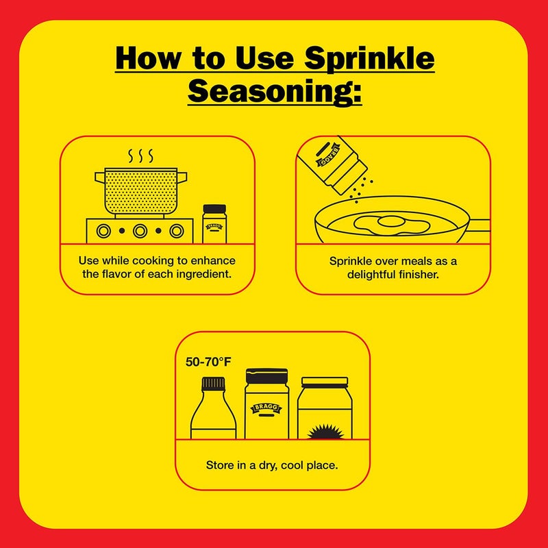 Bragg Organic Sprinkle Seasoning with 24 Herbs and Spices - 1.5 oz - Salt-Free Seasoning Blend - Perfect for Vegetables, Meats, and Salads - Image 4