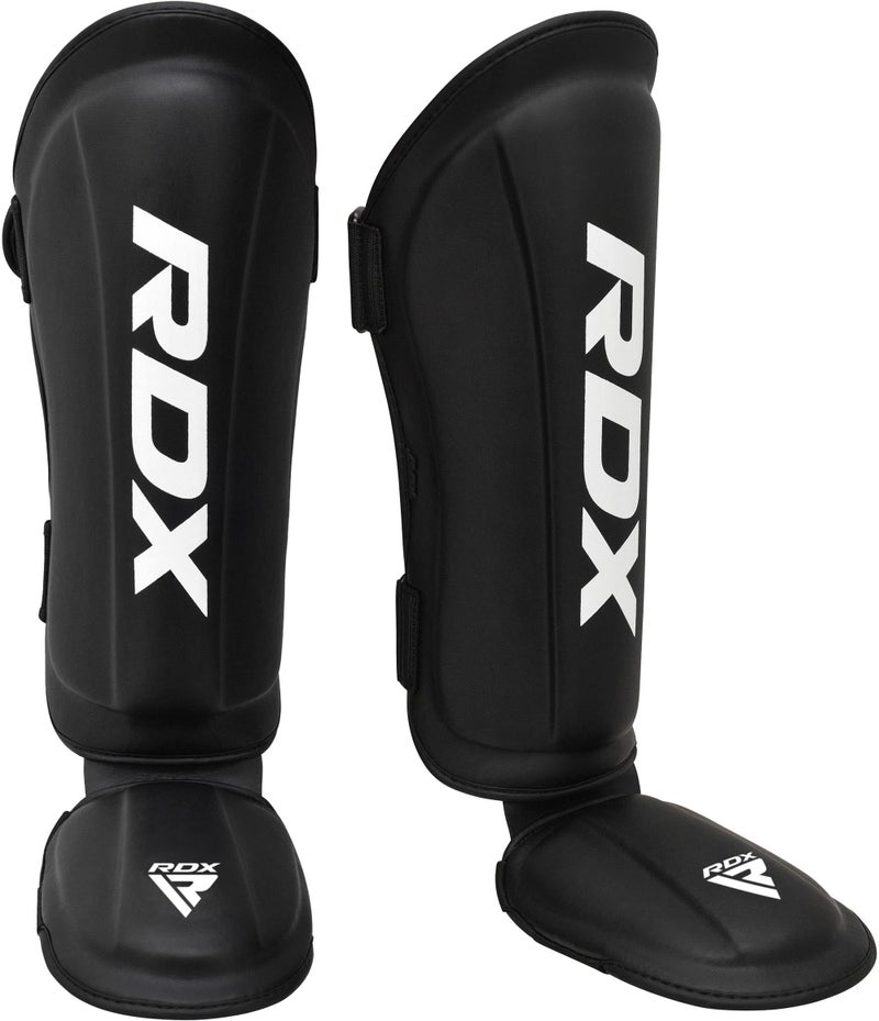 RDX Shin Guards Kickboxing Muay Thai, SATRA SMMAF Approved, Premium Maya Hide Leather, Leg Instep Protection Pads, MMA Martial Arts Kicking Sparring Training Gear, BJJ Karate Boxing Taekwondo, Black - Image 1