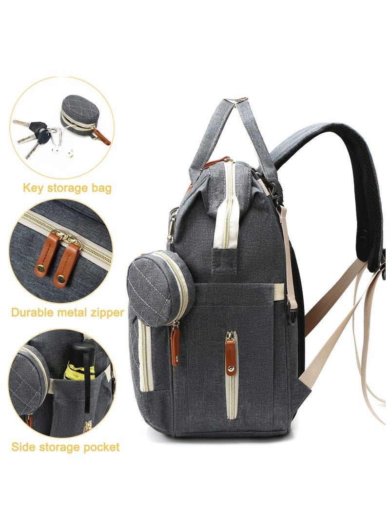 SYOSI Baby Changing Backpack, Diaper Bag Large Nappy Bags with Bottle Design and Stroller Strap, Essentials Travel Bag, Multifunction for Moms Dads (Gray) - Image 5