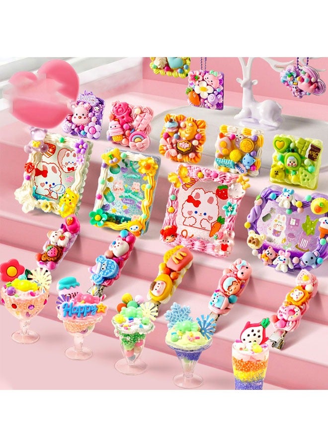 Bukela 279-piece Diy Cream Glue Cuckoo Card Set, A Complete Set Of Stationery Notebook Stickers, Diy Quicksand Cuckoo Sticker Material Package With Cartoon Stickers, Accessories, Keychain and Storage Box, Suitable for Gift Giving - Image 5