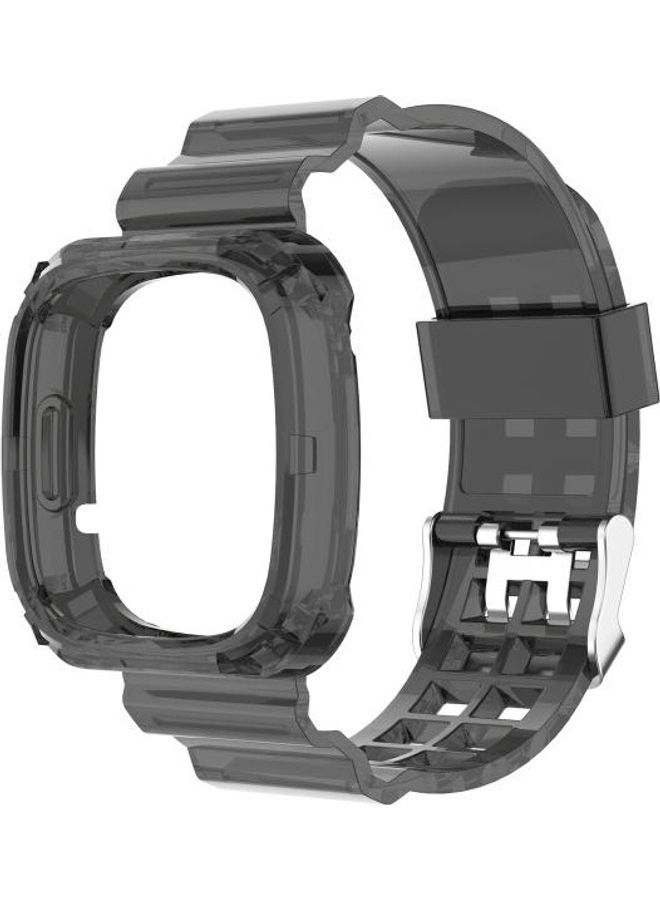 NIBEMINENT For Fitbit Versa 3/Sense Transparent One-Piece TPU Strap Black - Image 4