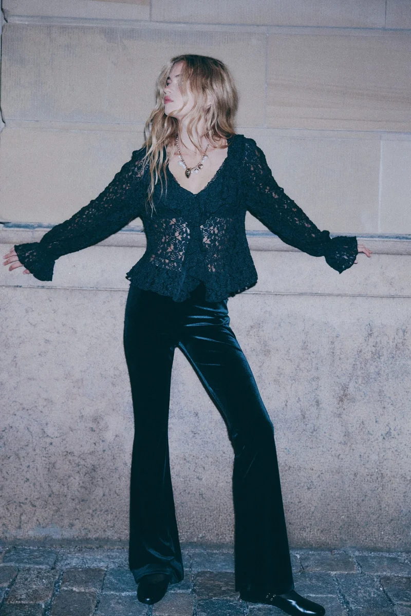 H&M Flared velour trousers