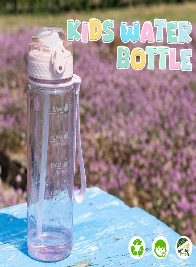OLDLEY 17oz Kids Water Bottle for school Girls Boys, Motivational Water Bottles With Silicone Straw, Leak-Proof Tritan BPA-Free, Reusable water bottles for kids, Cherry Blossom - Image 4